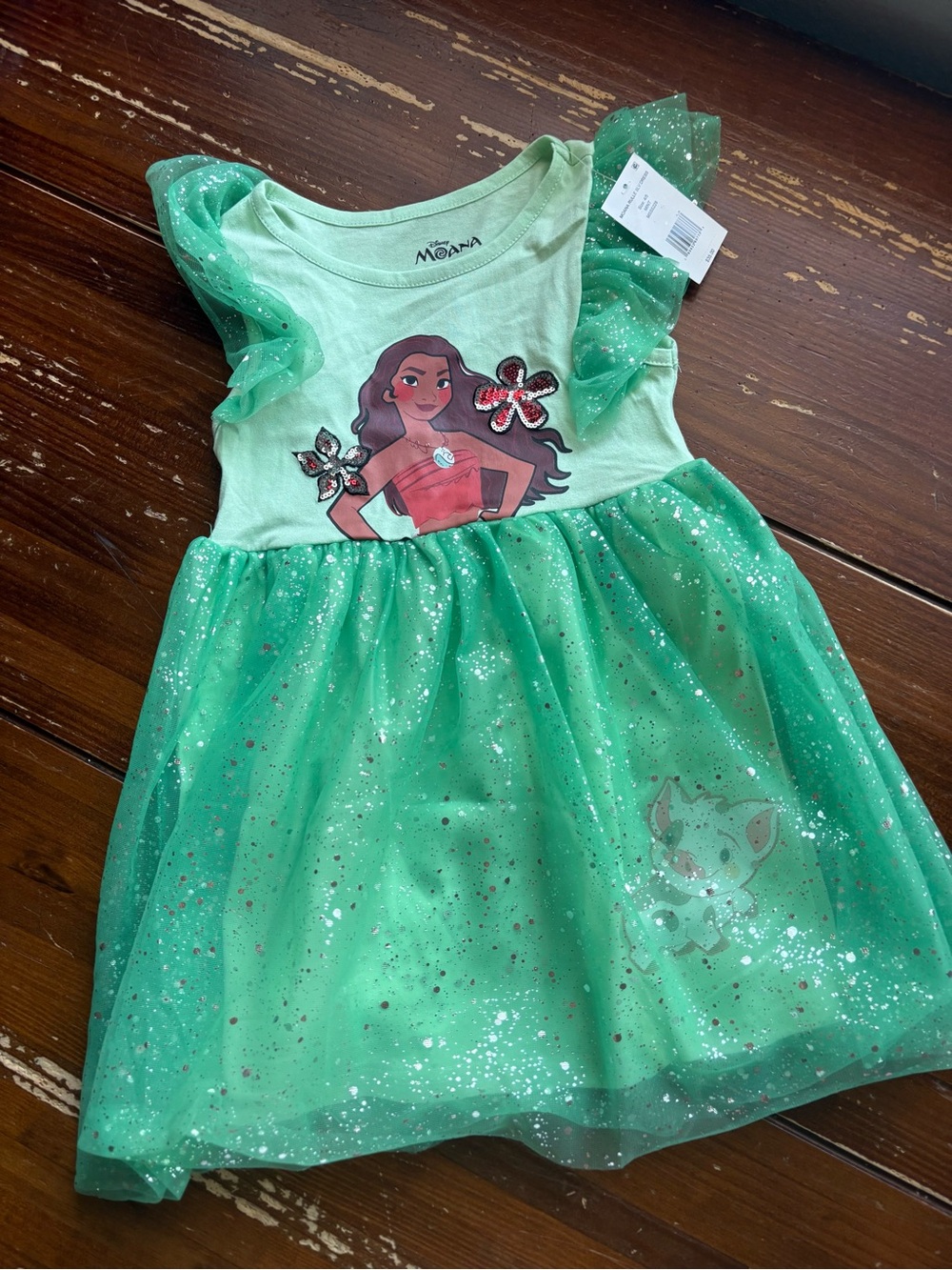 Disney Moana Green Sparkle Tulle Costume Dress